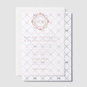 Bloemen Monogram Huwelijk Elegant Roos Goud Vellum Uitnodigingen (Offset (Uitnodiging))