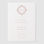  Bloemen Monogram Huwelijk Elegant Vellum Invi Vellum Uitnodigingen (Voorkant)