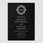 Bloemen Monogram Huwelijk Elegant Vellum Uitnodigingen (Voorkant)