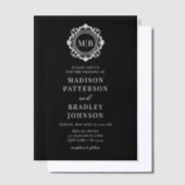 Bloemen Monogram Huwelijk Elegant Vellum Uitnodigingen (Offset)