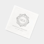  Bloemen Monogram Huwelijk Elegant Zilver Folie Servetten (Links)