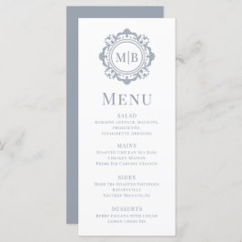 Bloemen Monogram Huwelijk Elegant Zilver Menu