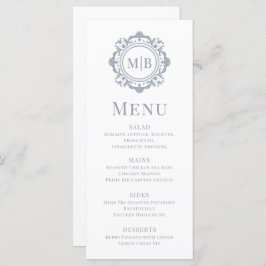 Bloemen Monogram Huwelijk Elegant Zilver Menu