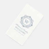  Bloemen Monogram Huwelijk Elegant Zilver Servet (Hoek)