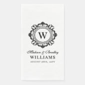  Bloemen Monogram Huwelijk Elegant Zwart Wit Servet (Voorkant)