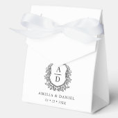 Bloemen Monogram Huwelijk White Crest Modern Bedankdoosjes (Voorkant)