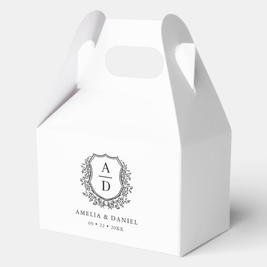 Bloemen Monogram Huwelijk White Crest Modern Bedankdoosjes (Voorkant)