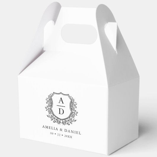 Bloemen Monogram Huwelijk White Crest Modern Bedankdoosjes (Achterkant)