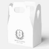 Bloemen Monogram Huwelijk White Crest Modern Bedankdoosjes (Geopend)