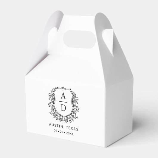 Bloemen Monogram Huwelijk White Crest Modern Bedankdoosjes (Voorkant Zijde)