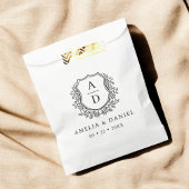 Bloemen Monogram Huwelijk White Crest Modern Bedankzakje