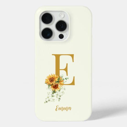 Bloemen monogram initiaal naam gepersonaliseerd Case-Mate iPhone case (Achterkant)