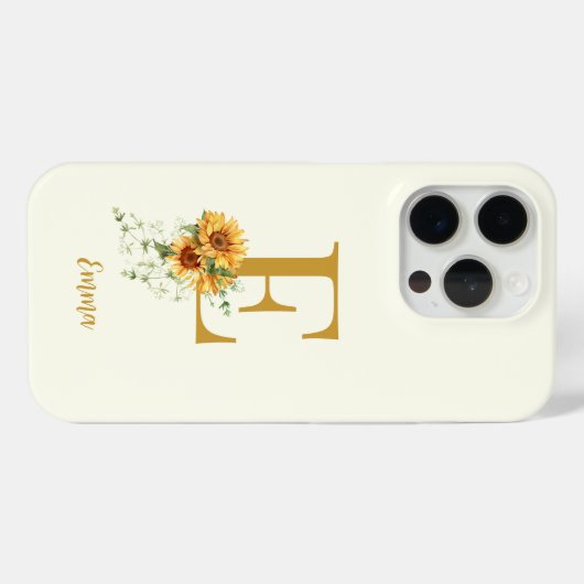 Bloemen monogram initiaal naam gepersonaliseerd Case-Mate iPhone case (Achterkant (horizontaal))