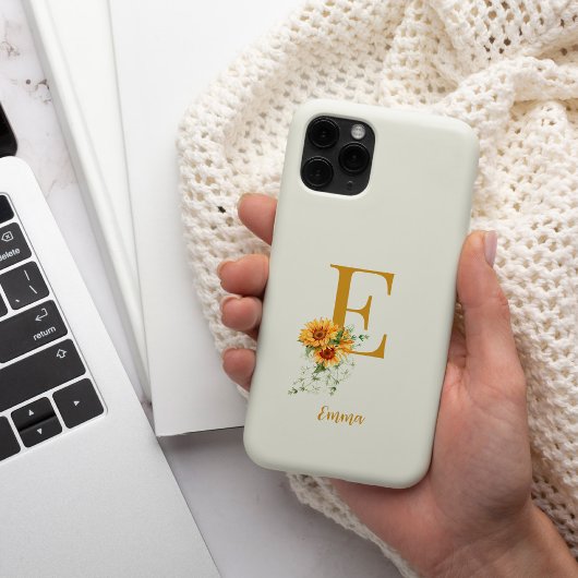 Bloemen monogram initiaal naam gepersonaliseerd Case-Mate iPhone case