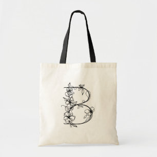 Bloemen Monogram Letter B Herbruikbare Canvas Tote Bag