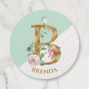 Bloemen monogram letter B is voor Brenda Bedankjes Labels