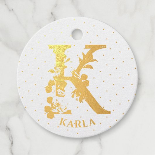 Bloemen monogram letter K is voor Karla Bedankjes Labels (Voorkant)