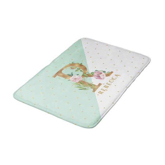 Bloemen monogram letter R voor REBECCA Badmat (Gekanteld)