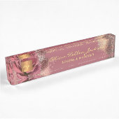 Bloemen monogram luxe glam bordeaux naambordje
