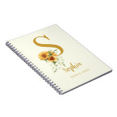 Bloemen monogram naam initiaal gepersonaliseerd notitieboek (Rechterzijde)