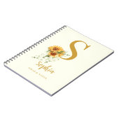 Bloemen monogram naam initiaal gepersonaliseerd notitieboek (Linkerzijde)