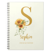 Bloemen monogram naam initiaal gepersonaliseerd notitieboek (Voorkant)