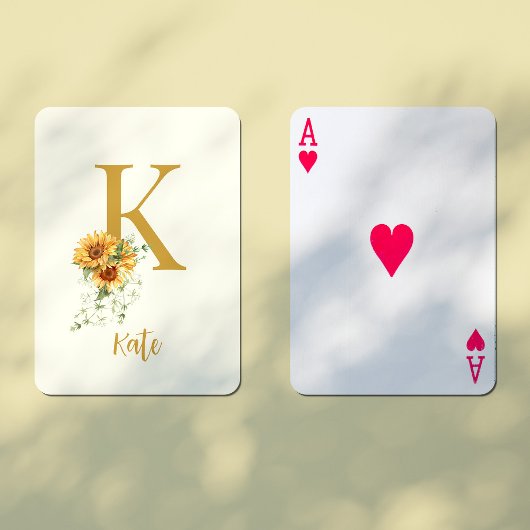 Bloemen monogram naam initiaal gepersonaliseerd pokerkaarten