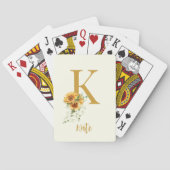 Bloemen monogram naam initiaal gepersonaliseerd pokerkaarten (Achterkant)