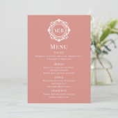  Bloemen Monogram Roos Gold Wedding Menu (Staand voorkant)