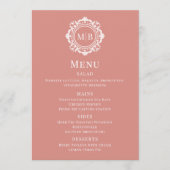  Bloemen Monogram Roos Gold Wedding Menu (Voorkant)