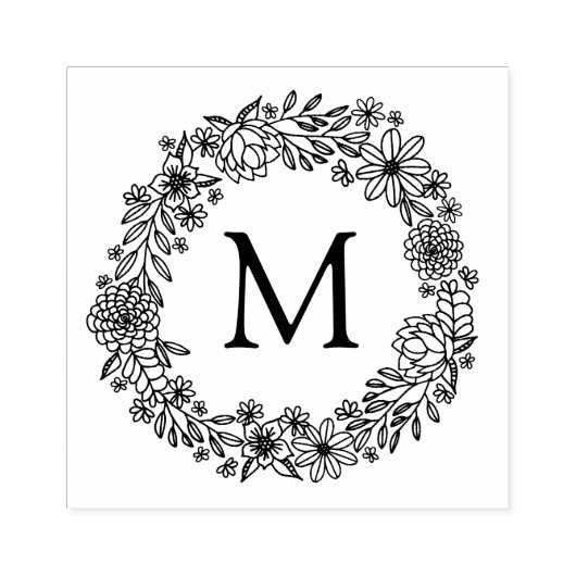 Bloemen Monogram Stempel (Afrduk)
