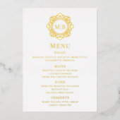  Bloemen Monogram Trouwmenu Folie Uitnodiging (Voorkant)