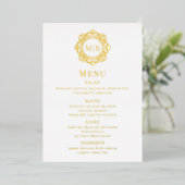  Bloemen Monogram Trouwmenu Folie Uitnodiging (Staand Voorkant)
