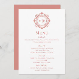  Bloemen Monogram Trouwmenu Roos Goud Menu