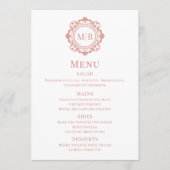Bloemen Monogram Trouwmenu Roos Goud Menu (Voorkant)