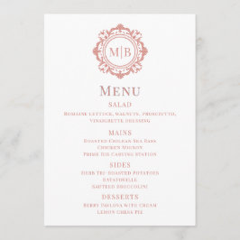 Bloemen Monogram Trouwmenu Roos Goud Menu