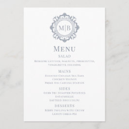 Bloemen Monogram Trouwmenu Zilver Menu