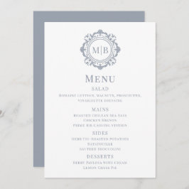 Bloemen Monogram Trouwmenu Zilver Menu