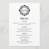  Bloemen Monogram Trouwmenu Zwart Wit Menu (Voorkant)