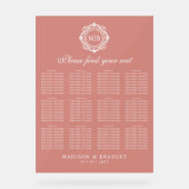 Bloemen Monogram Trouwstoel Grafiek Acryl Bord (Voorkant)