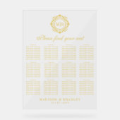  Bloemen Monogram Trouwstoel Grafiek Acryl Bord (Voorkant)