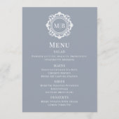  Bloemen Monogram Zilver Wedding Menu (Voorkant)