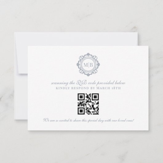 Bloemen Monogram Zilveren Huwelijk RSVP Kaartje (Achterkant)