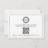  Bloemen Monogram Zwart Wit Huwelijk RSVP Kaartje (Achterkant)