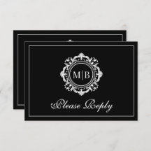  Bloemen Monogram Zwart Wit Huwelijk