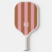 Bloemen Monogrammed Initialen Brown & Pink Pickleball Paddle (Achterkant)