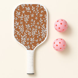 Bloemen Monogrammed Initialen Brown & Pink Pickleball Paddle