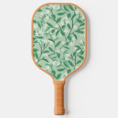 Bloemen Monogrammed Initialen Groen & Roze Pickleball Paddle (Voorkant)