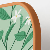 Bloemen Monogrammed Initialen Groen & Roze Pickleball Paddle (Links Detail)