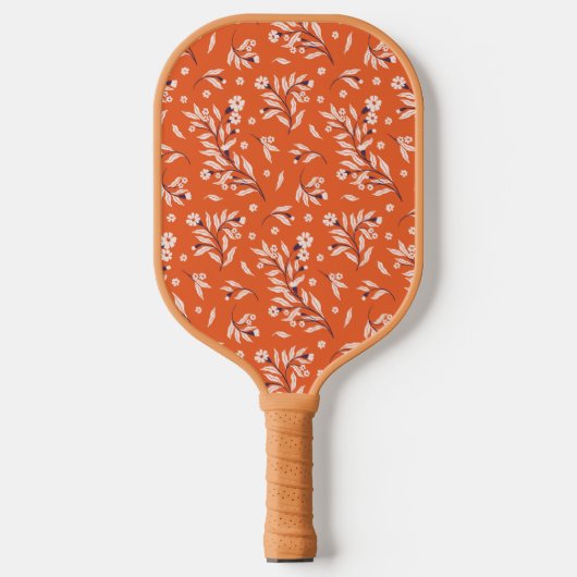 Bloemen Monogrammed Initialen Sinaasappel & Roze Pickleball Paddle (Voorkant)